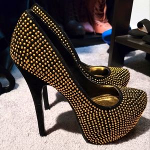 Posh gold studded heels